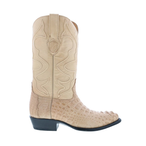 Wild West Caiman Hornback Boots Med R-Toe Mens Beige Cowboy Western Boots