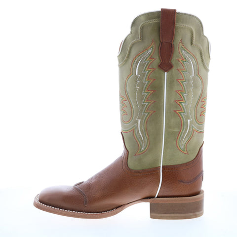 Outlaw Wide Square 60117 Mens Brown Leather Slip On Western Boots