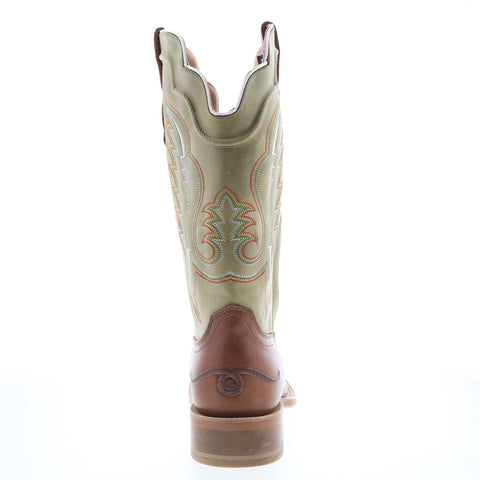 Outlaw Wide Square 60117 Mens Brown Leather Slip On Western Boots