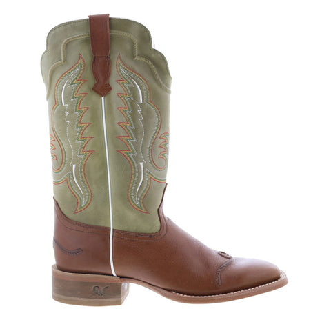 Outlaw Wide Square 60117 Mens Brown Leather Slip On Western Boots