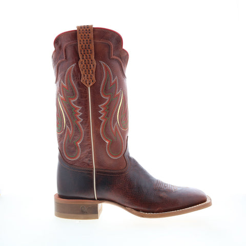 Outlaw Medium Square Toe 60123 Mens Brown Leather Slip On Western Boots