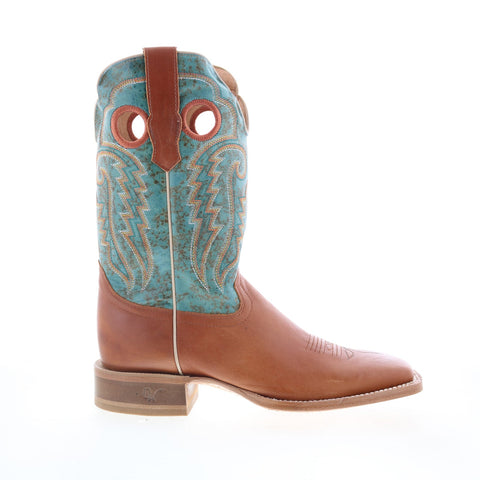 Outlaw Medium Square Toe 60126 Mens Brown Leather Slip On Western Boots