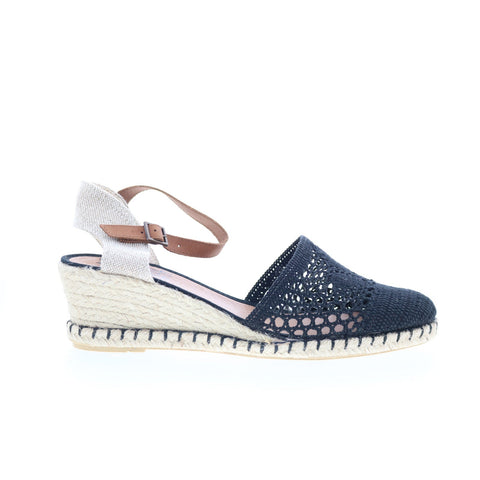 Miz Mooz May 601540252 Womens Blue Leather Wedges Sandals Shoes