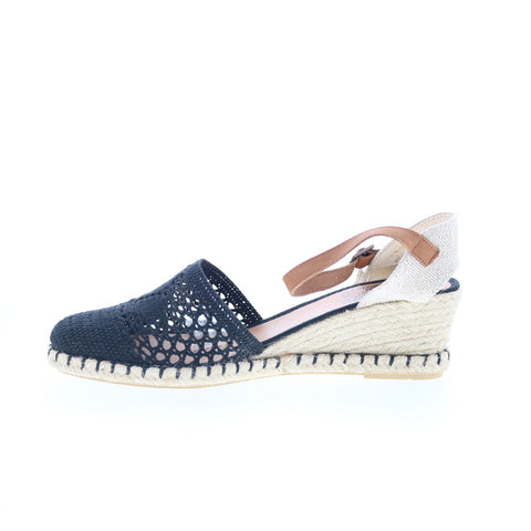 Miz Mooz May 601540252 Womens Blue Leather Wedges Sandals Shoes