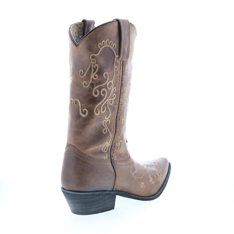 Smoky Mountain Boots Mailyn 6054 Womens Brown Leather Slip On Western Boots