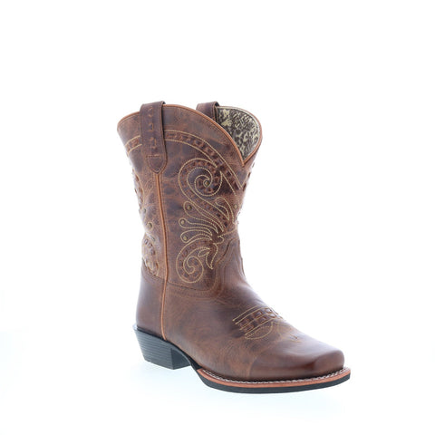 Smoky Mountain Boots  Shelby Leather Square Toe Womens Brown Wide Boots
