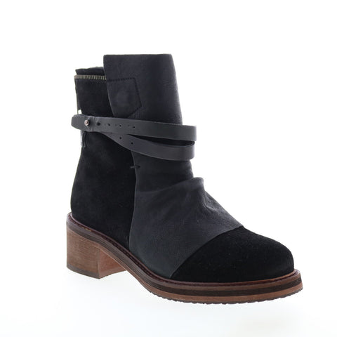 Diba True Copper Tail 61420 Womens Black Leather Slip On Ankle & Booties Boots