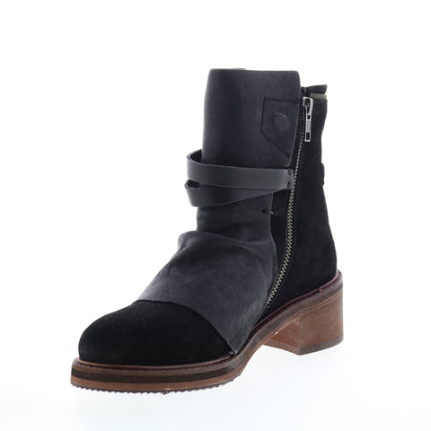 Diba True Copper Tail 61420 Womens Black Leather Slip On Ankle & Booties Boots