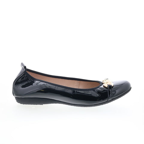 La Ballerina 6192-147 Womens Black Leather Slip On Ballet Flats Shoes