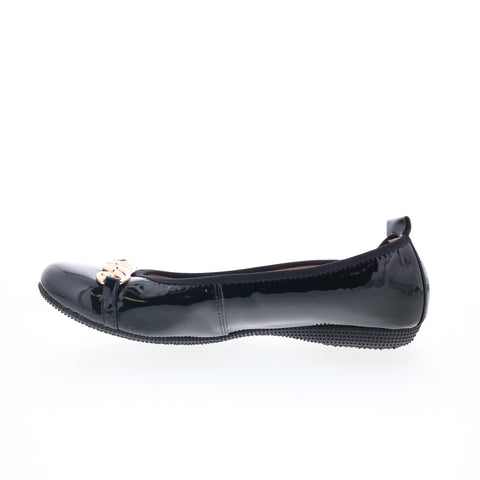 La Ballerina 6192-147 Womens Black Leather Slip On Ballet Flats Shoes