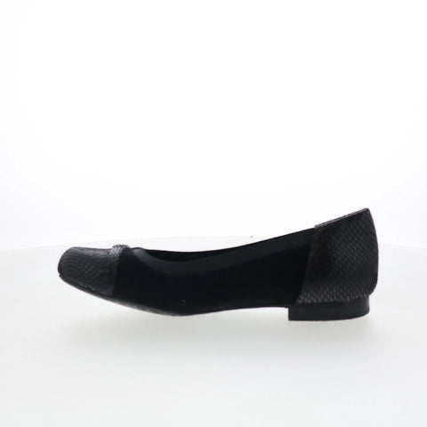 Ros Hommerson Rosita 62028-16 Womens Black Suede Lace Up Ballet Flats Shoes