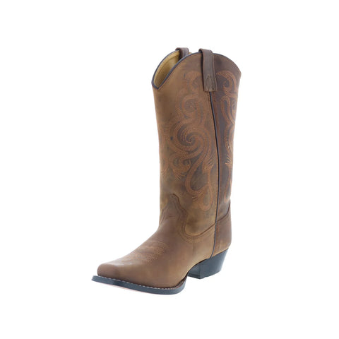 Smoky Mountain Boots Lariat 6274 Womens Brown Leather Slip On Western Boots