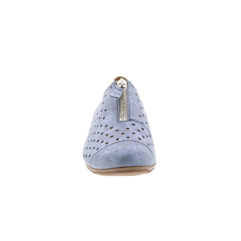 Gabor 6-4164-66 Womens Blue Leather Zipper Loafer Flats Shoes