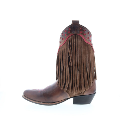 Smoky Mountain Boots Helena Round Toe Fringe 6568 Womens Brown Western Boots