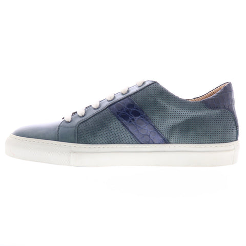Zelli Italia Olympias Crocodile Mens Green Leather Lifestyle Sneakers Shoes