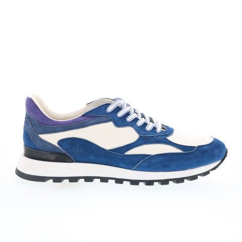 Zelli Italia Bruno Goat Suede & Calfskin Trainer Mens Blue Sneakers Shoes