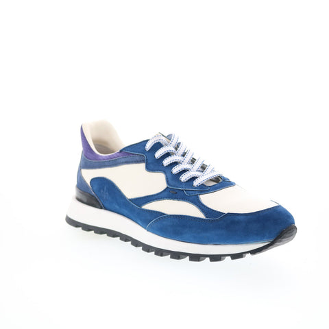 Zelli Italia Bruno Goat Suede & Calfskin Trainer Mens Blue Sneakers Shoes