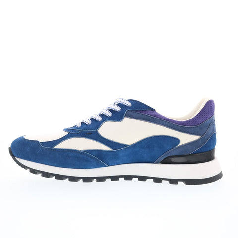 Zelli Italia Bruno Goat Suede & Calfskin Trainer Mens Blue Sneakers Shoes