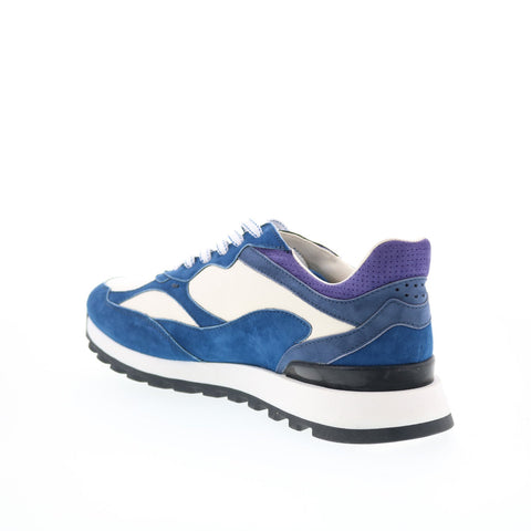 Zelli Italia Bruno Goat Suede & Calfskin Trainer Mens Blue Sneakers Shoes