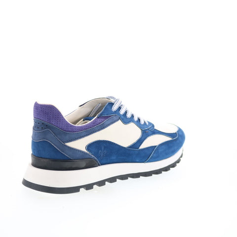 Zelli Italia Bruno Goat Suede & Calfskin Trainer Mens Blue Sneakers Shoes