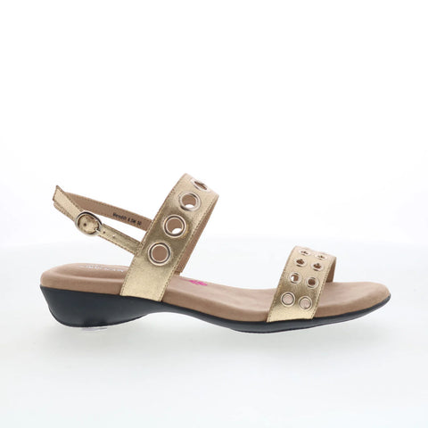 Ros Hommerson Meredith 67030-89 Womens Gold Leather Slingback Sandals Shoes
