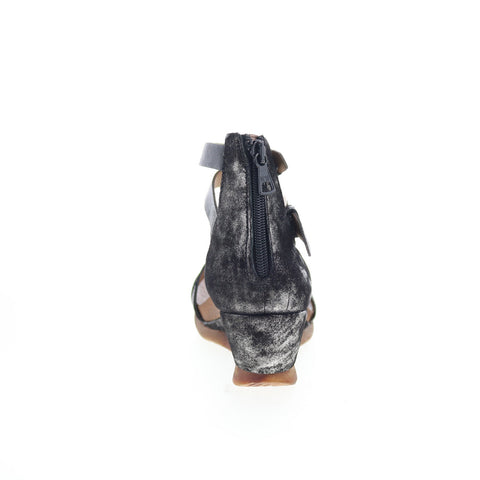 MIz Mooz Millie 675011-101-6002 Womens Black Leather Wedges Sandals Shoes