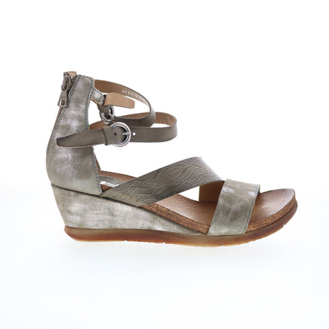 MIz Mooz Millie 675011-101-6259 Womens Gray Leather Wedges Sandals Shoes