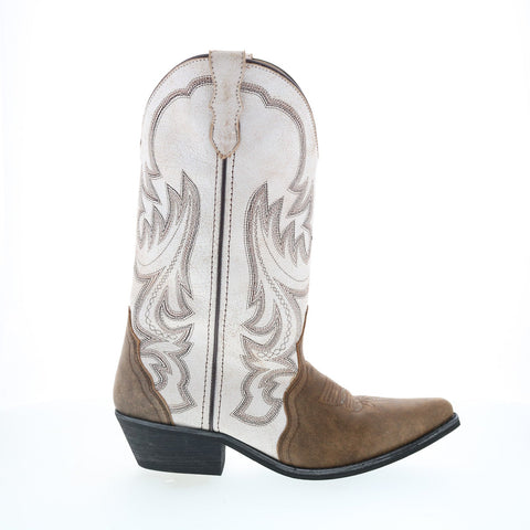 Smoky Mountain Boots 6112 Womens White Leather Slip On Western Boots