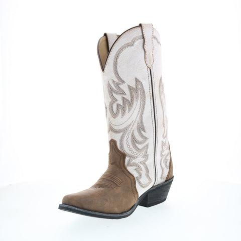 Smoky Mountain Boots 6112 Womens White Leather Slip On Western Boots