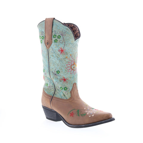 Smoky Mountain Boots Autumn 6960 Womens Brown Leather Slip On Western Boots
