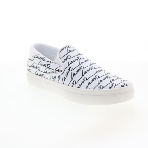 Lacoste Jump Serve Slip 07221 Womens White Canvas Lifestyle Sneakers Shoes
