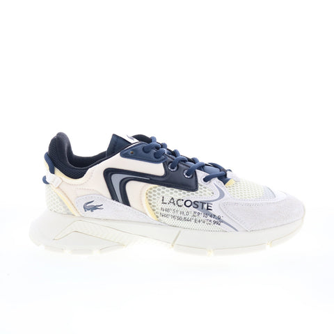 Lacoste L003 Neo 123 1 SMA Mens Beige Leather Lifestyle Sneakers Shoes