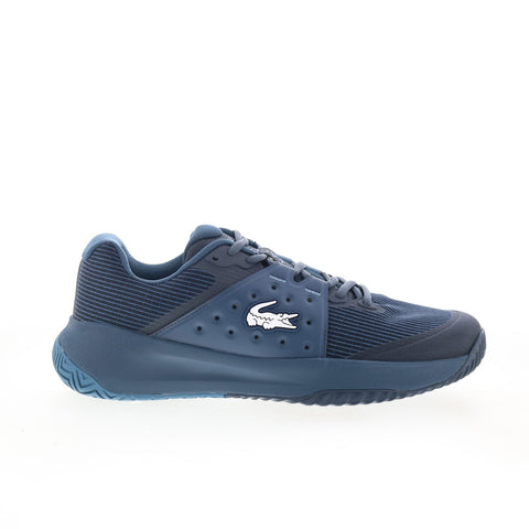 Lacoste Power Serve 125 1 SMA Mens Blue Leather Lifestyle Sneakers Shoes