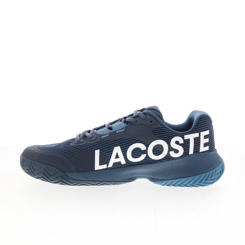 Lacoste Power Serve 125 1 SMA Mens Blue Leather Lifestyle Sneakers Shoes