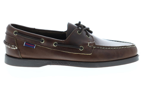 Sebago Portland Dockside Waxed Mens Brown Narrow Loafers Boat Shoes