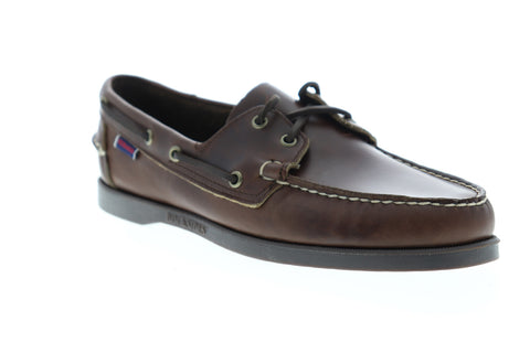 Sebago Portland Dockside Waxed Mens Brown Narrow Loafers Boat Shoes