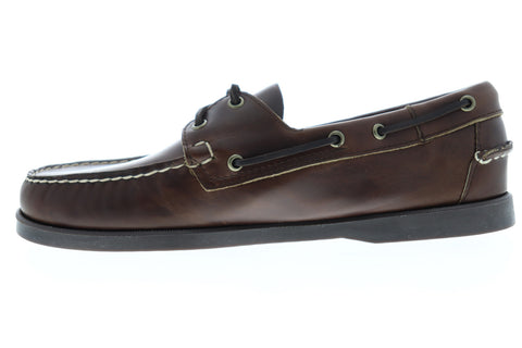 Sebago Portland Dockside Waxed Mens Brown Narrow Loafers Boat Shoes