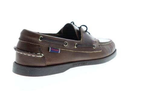 Sebago Portland Dockside Waxed Mens Brown Narrow Loafers Boat Shoes