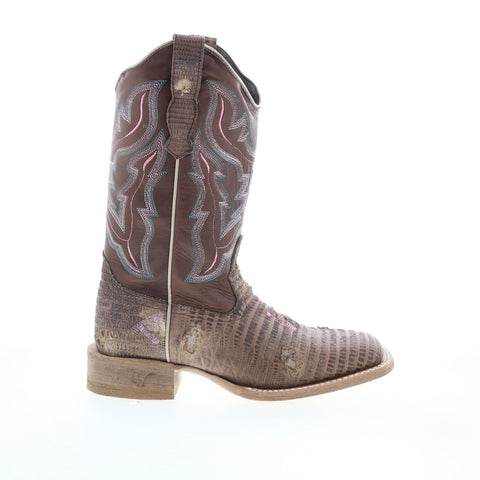 Outlaw Ladies 11 Lizard PNT 70003 Womens Brown Leather Western Boots
