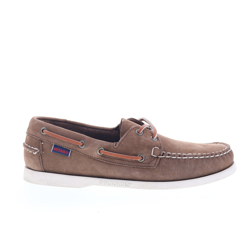Sebago Docksides Portland Nubuck Mens Brown Loafers & Slip Ons Boat Sh ...