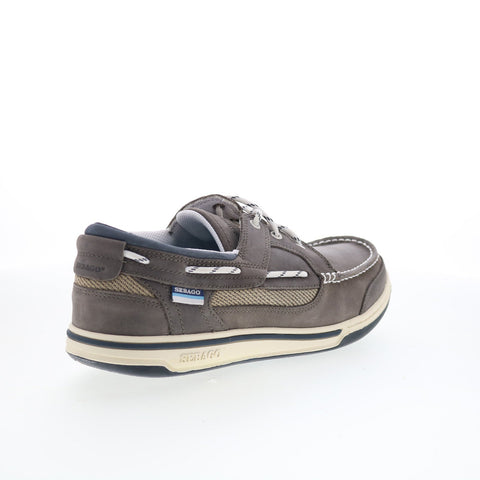 Sebago Triton Three Eyelets Nubuck Mens Brown Loafers & Slip Ons Boat Shoes