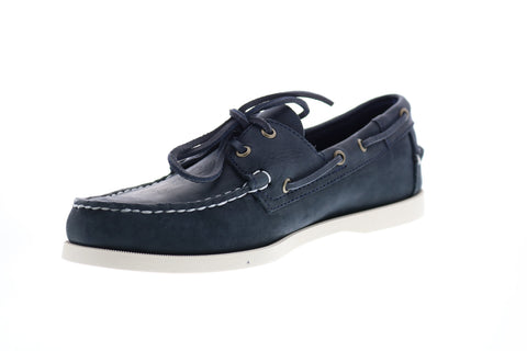 Sebago Docksides Portland Crazy Horse Mens Blue Narrow Loafers Boat Shoes