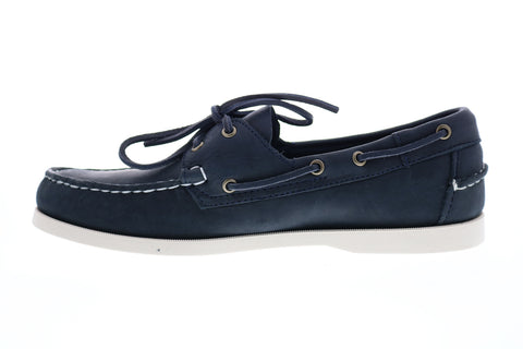 Sebago Docksides Portland Crazy Horse Mens Blue Narrow Loafers Boat Shoes