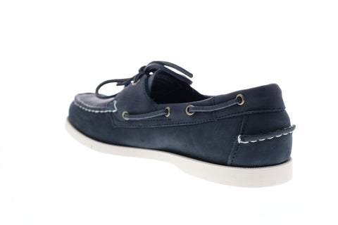 Sebago Docksides Portland Crazy Horse Mens Blue Narrow Loafers Boat Shoes