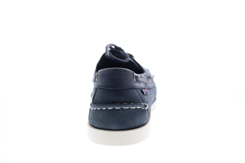 Sebago Docksides Portland Crazy Horse Mens Blue Narrow Loafers Boat Shoes