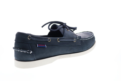 Sebago Docksides Portland Crazy Horse Mens Blue Narrow Loafers Boat Shoes