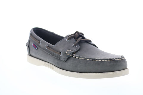Sebago Docksides Portland Crazy Horse Mens Gray Narrow Loafers Boat Shoes