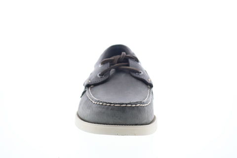 Sebago Docksides Portland Crazy Horse Mens Gray Narrow Loafers Boat Shoes