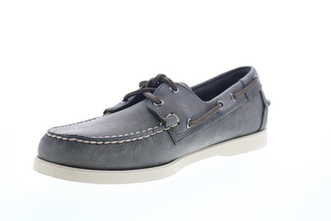 Sebago Docksides Portland Crazy Horse Mens Gray Narrow Loafers Boat Shoes