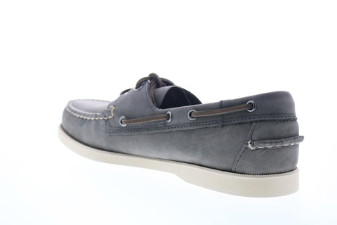 Sebago Docksides Portland Crazy Horse Mens Gray Narrow Loafers Boat Shoes